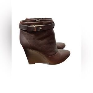 COACH brown leather wedges 7.5 B booties ankle boots